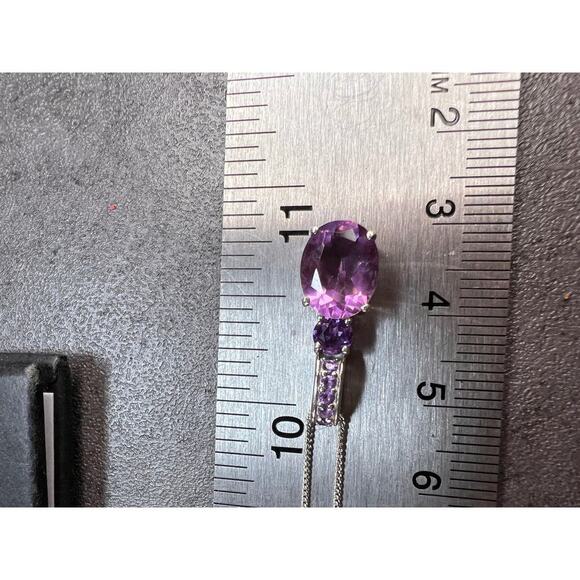 Purple fluorite multi stone sterling silver pendant with 20 inch chain - Picture 5 of 16